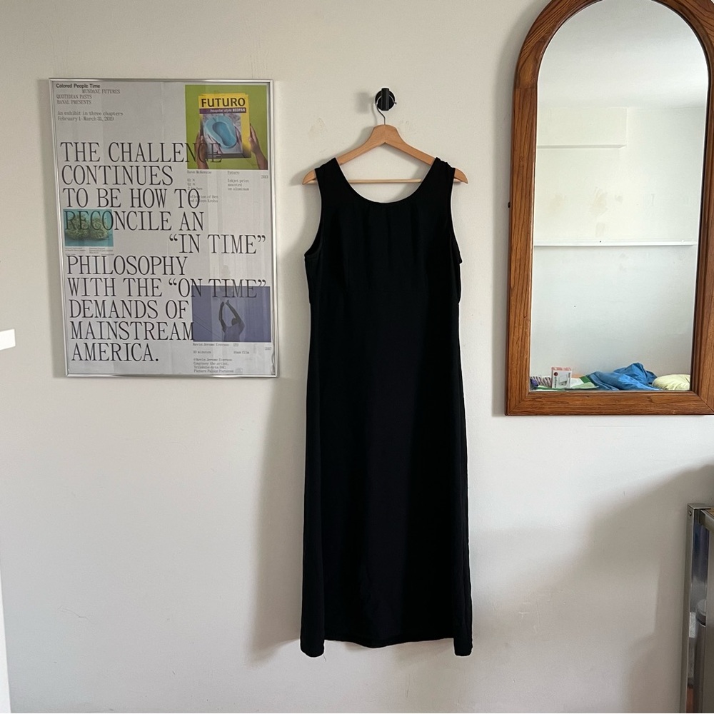 Vintage 1990s K Studio structured black maxi dress with bust seam detailing